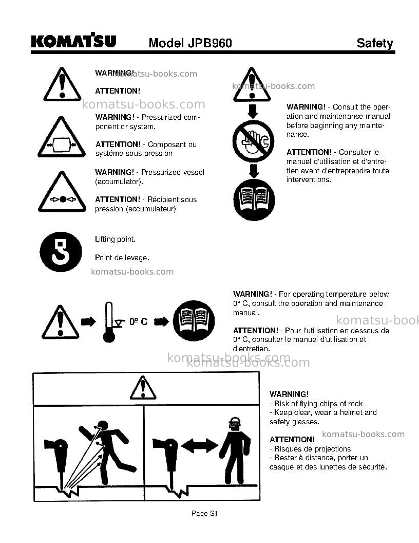 Komatsu jpb960usa Operation manual cover Page 5 Komatsu jpb960usa Operation manual cover Page 5