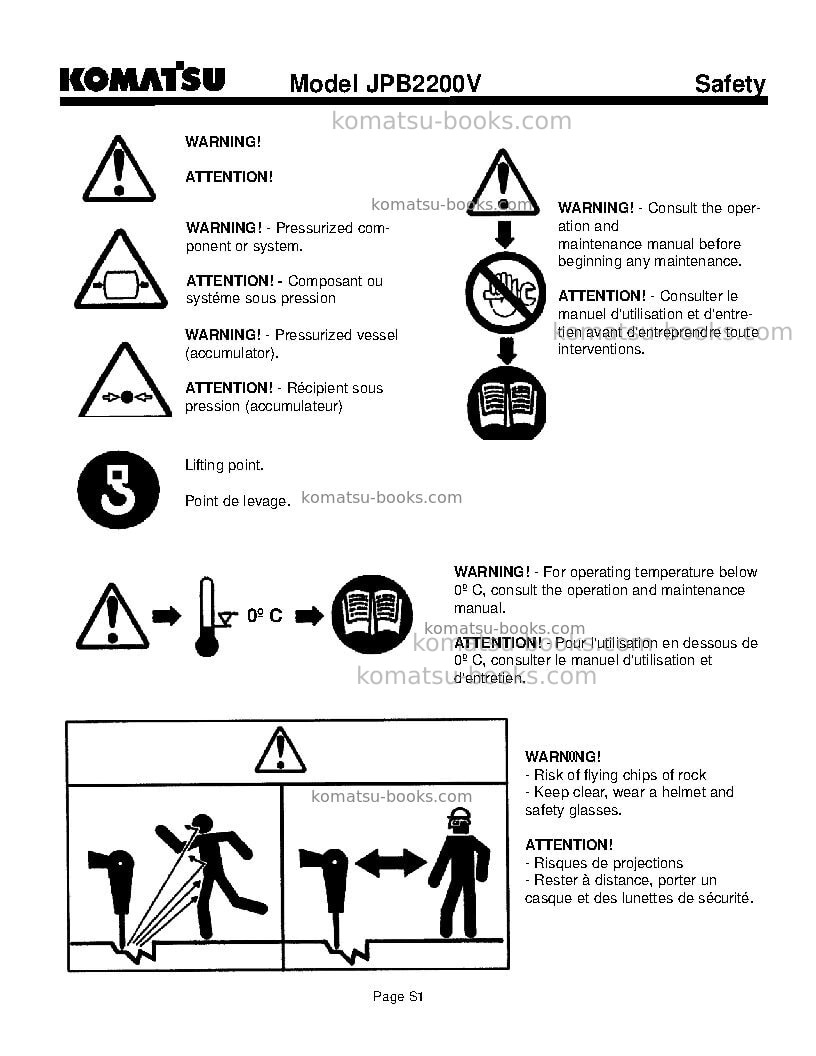 Komatsu jpb2200vusa Operation manual cover Page 5 Komatsu jpb2200vusa Operation manual cover Page 5