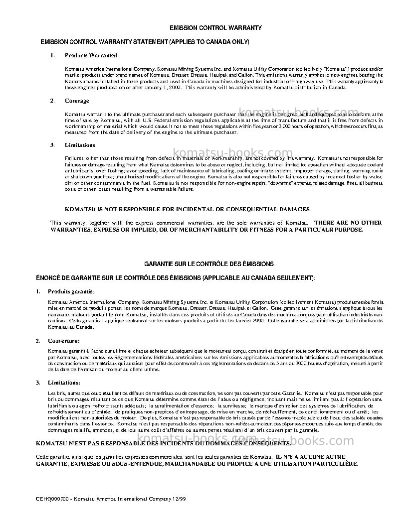 Komatsu hd1500-5usa Operation manual cover Page 5 Komatsu hd1500-5usa Operation manual cover Page 5