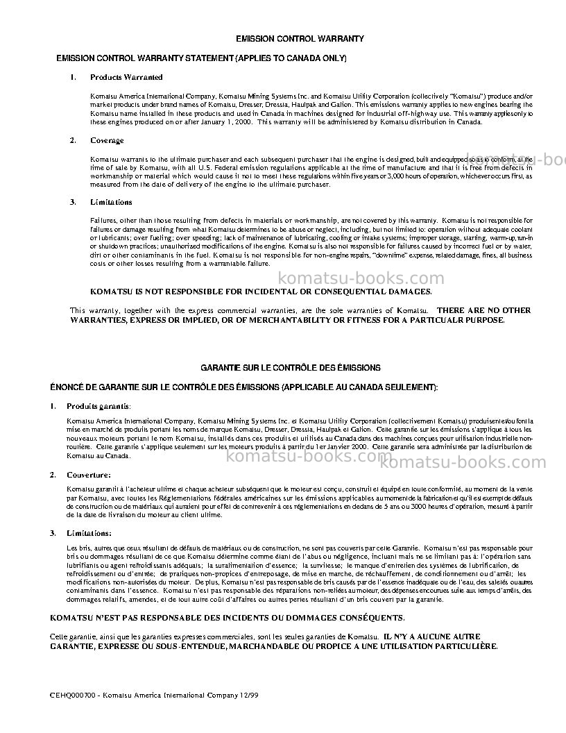 Komatsu plm iiiusa Operation manual cover Page 5