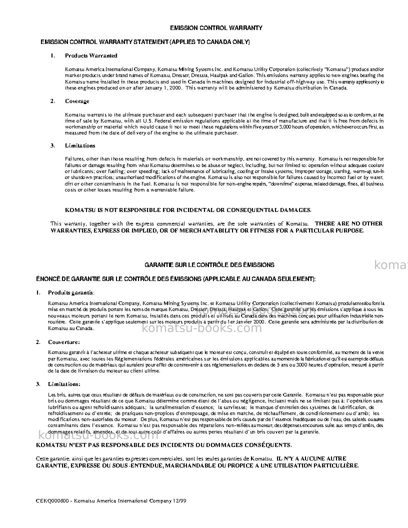 Komatsu pc300ll-6usa Operation manual cover Page 5