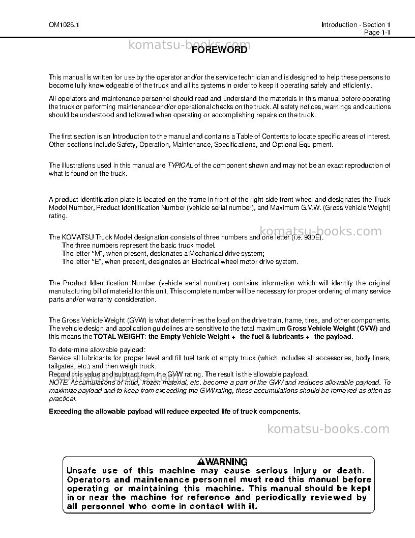 Komatsu 930e-2usa-3 Operation manual cover Page 5 Komatsu 930e-2usa-3 Operation manual cover Page 5
