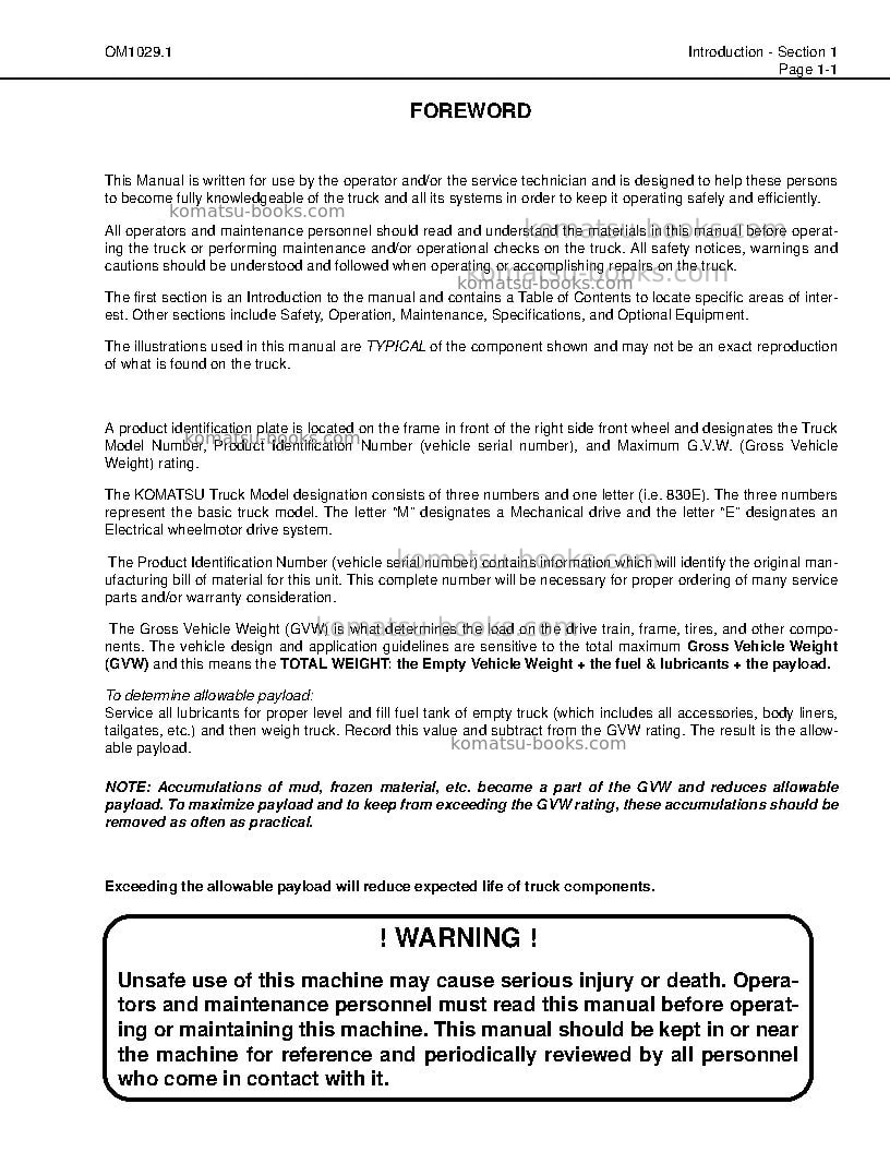 Komatsu 830eusa Operation manual cover Page 5 Komatsu 830eusa Operation manual cover Page 5