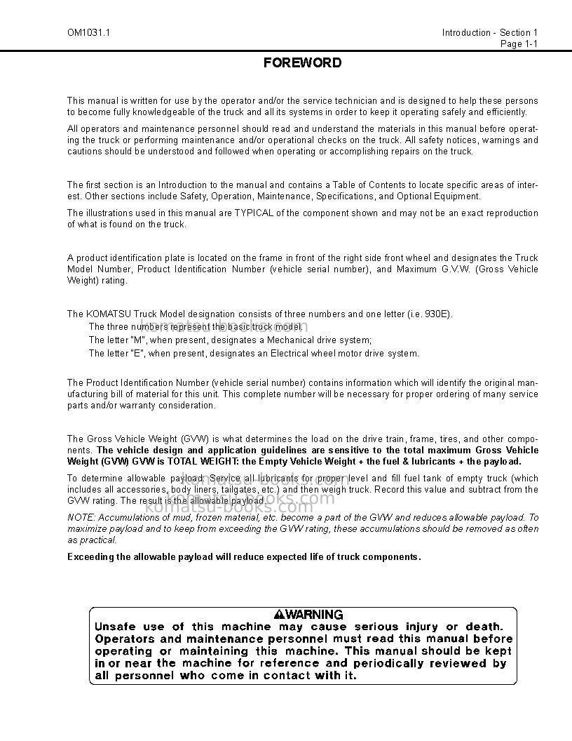 Komatsu 930e-2usa-se Operation manual cover Page 5