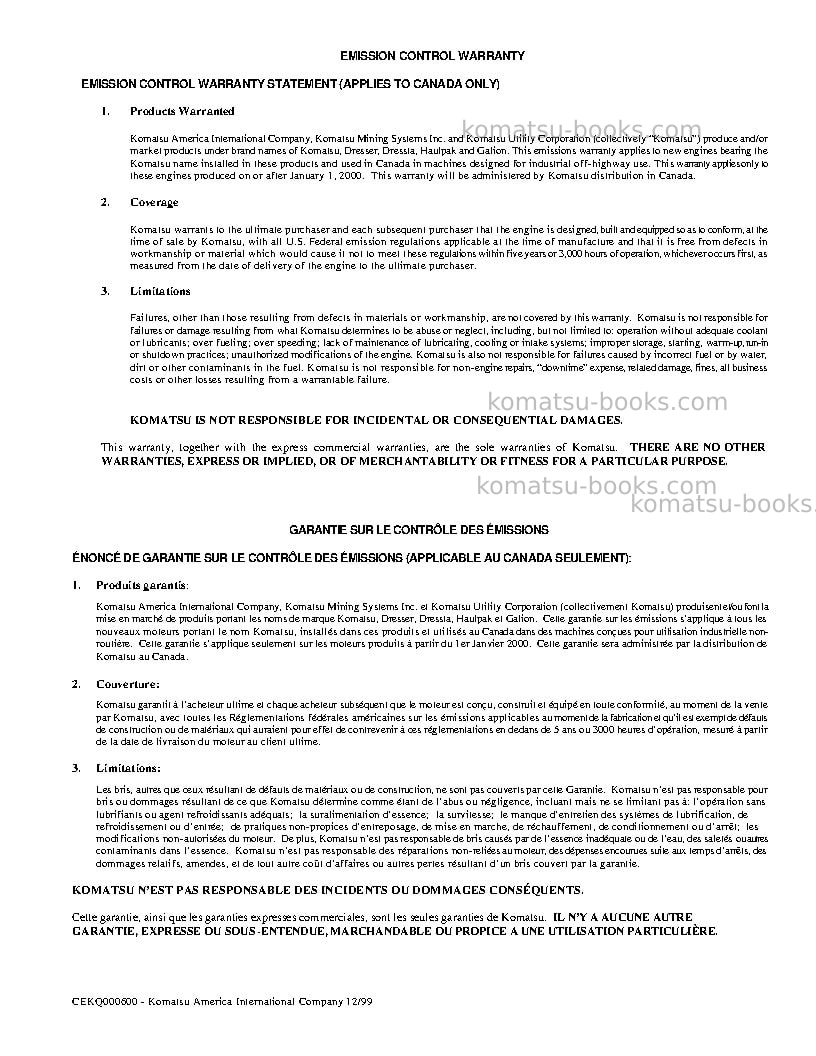 Komatsu wb150ps-2usa-n Operation manual cover Page 5 Komatsu wb150ps-2usa-n Operation manual cover Page 5