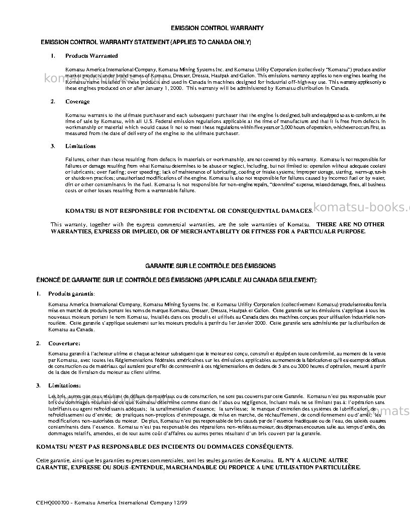 Komatsu 730eusa Operation manual cover Page 5