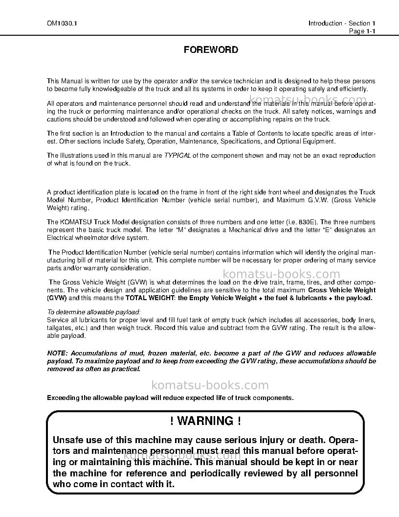 Komatsu 830eusa Operation manual cover Page 5