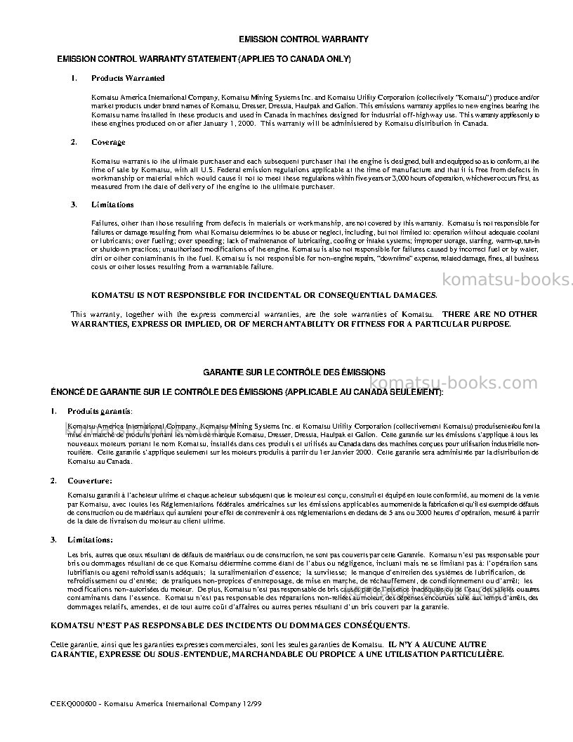 Komatsu pc300ll-7usa-l Operation manual cover Page 5 Komatsu pc300ll-7usa-l Operation manual cover Page 5