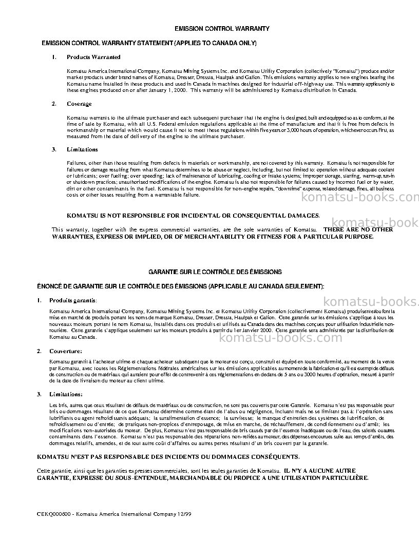 Komatsu wb150-2usa-n Operation manual cover Page 5 Komatsu wb150-2usa-n Operation manual cover Page 5