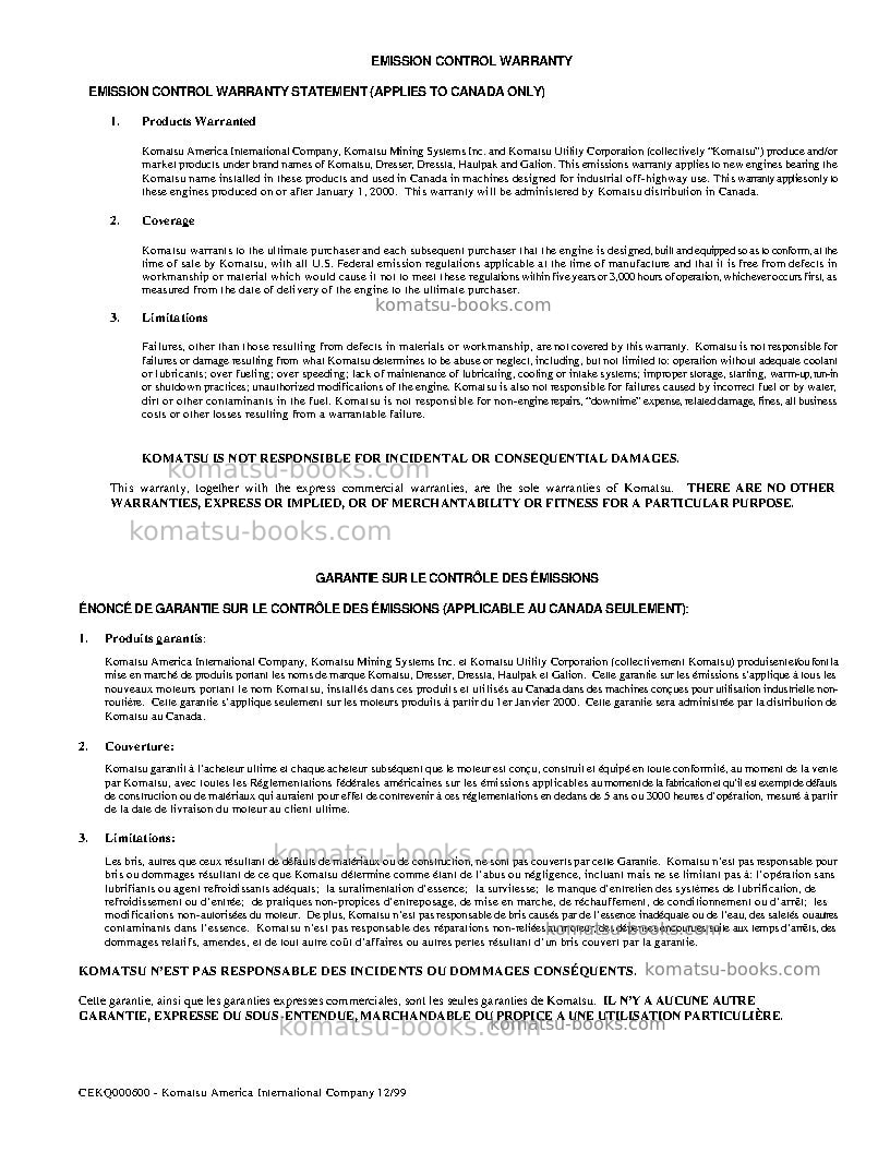 Komatsu wb140ps-2usa-n Operation manual cover Page 5
