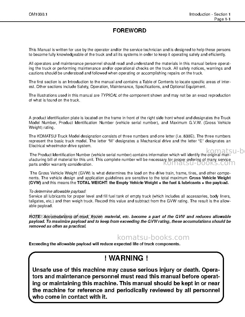 Komatsu 830eusa Operation manual cover Page 5