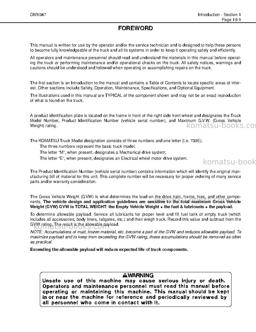 Komatsu 730eusa Operation manual cover Page 5