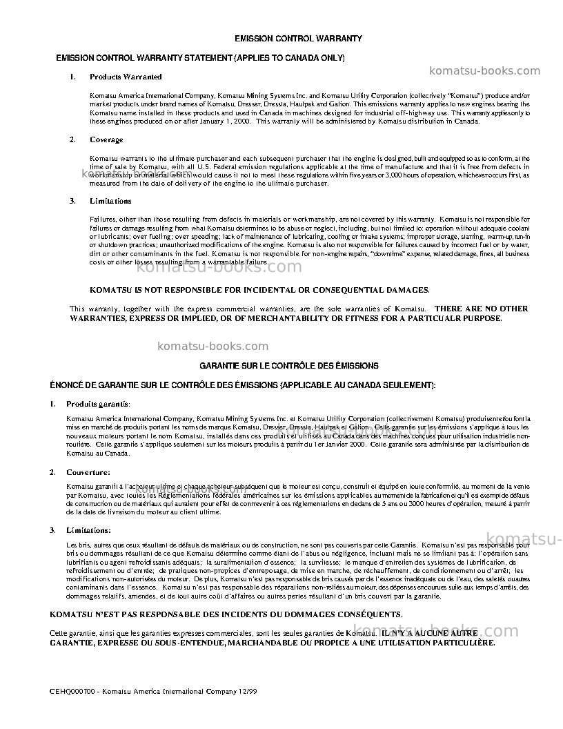 Komatsu 830eusa Operation manual cover Page 5