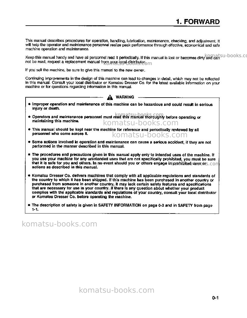 Komatsu pc300lc-5usa-lc Operation manual cover Page 5