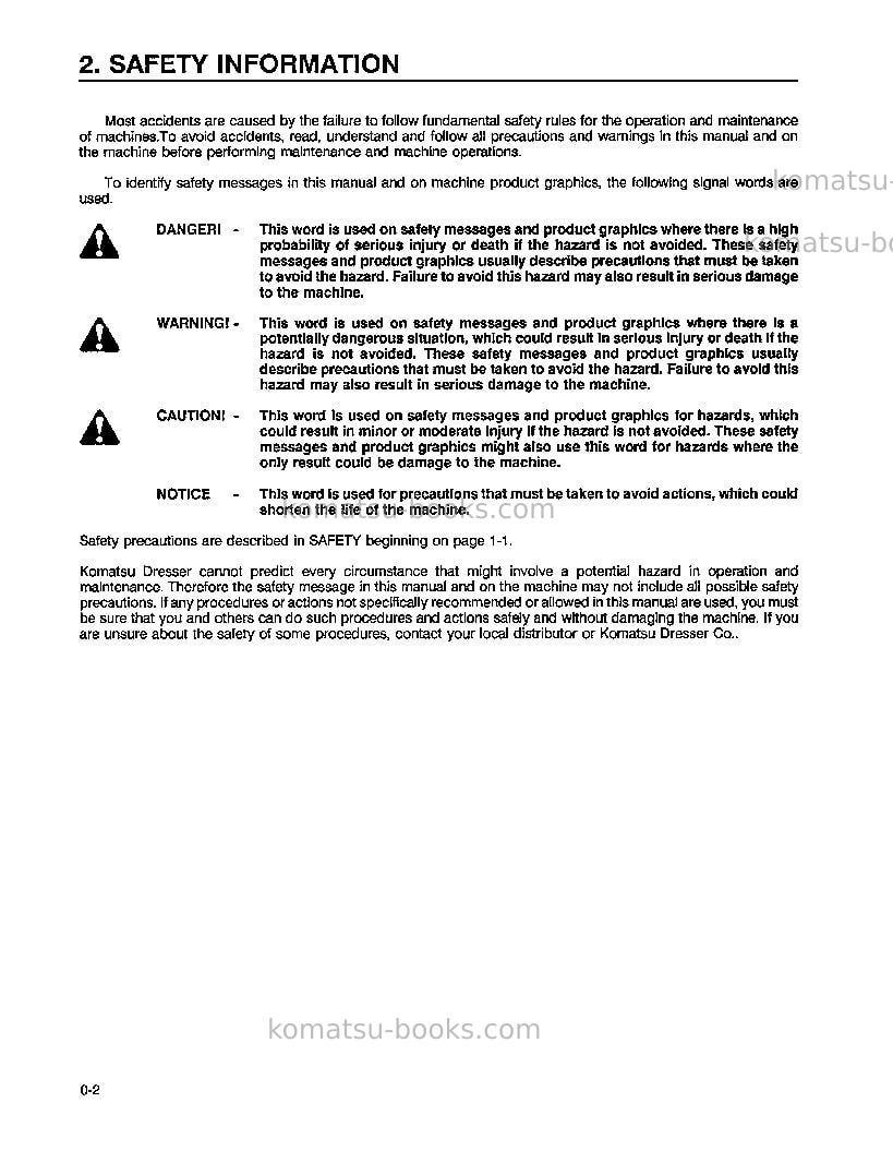 Komatsu pc300hd-6usa-lc Operation manual cover Page 5 Komatsu pc300hd-6usa-lc Operation manual cover Page 5