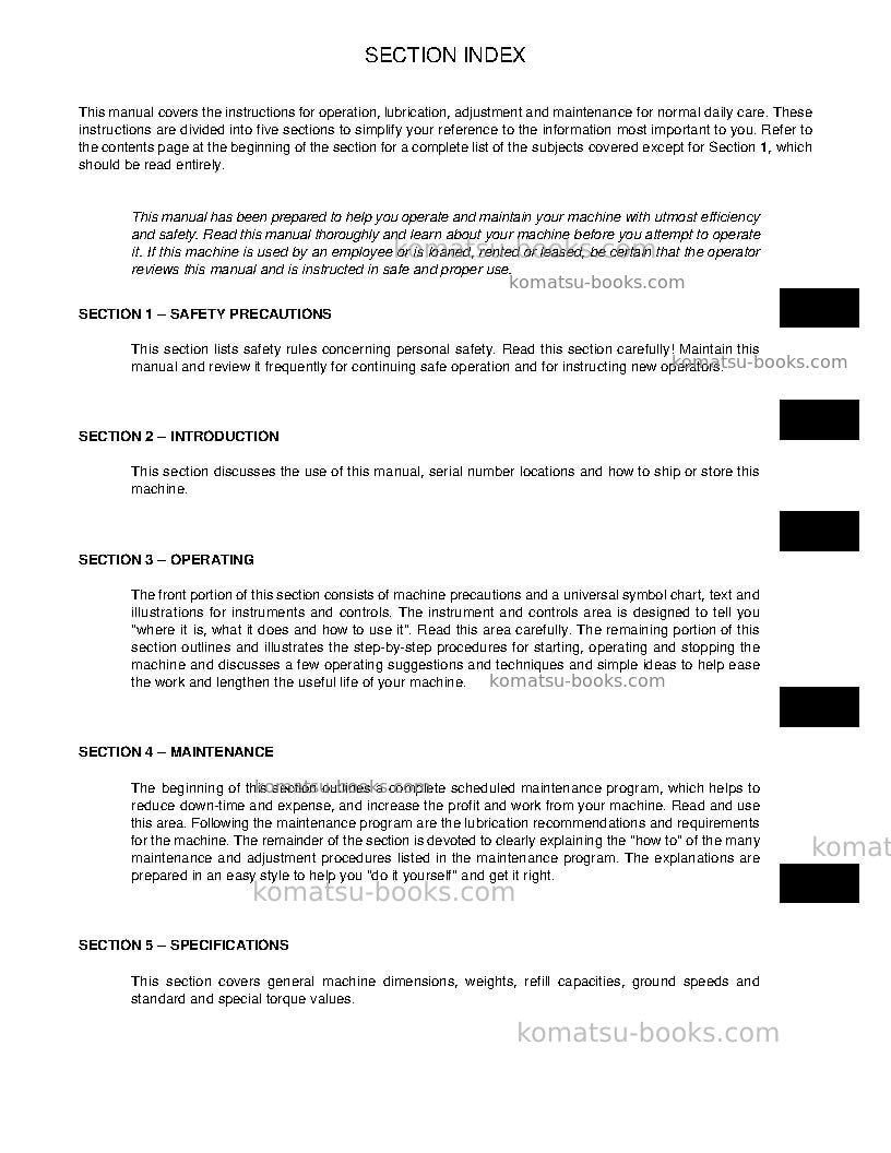 Komatsu td-8h Operation manual cover Page 5 Komatsu td-8h Operation manual cover Page 5