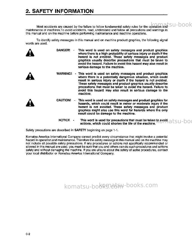 Komatsu wa380-3usa-l Operation manual cover Page 5 Komatsu wa380-3usa-l Operation manual cover Page 5