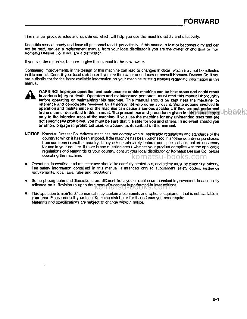Komatsu wa500-1usa-l Operation manual cover Page 5