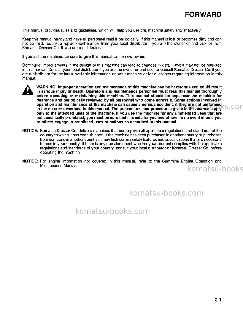 Komatsu wa600-1usa-lc Operation manual cover Page 5