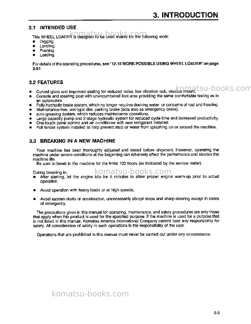 Komatsu wa450-3usa-le Operation manual cover Page 5 Komatsu wa450-3usa-le Operation manual cover Page 5