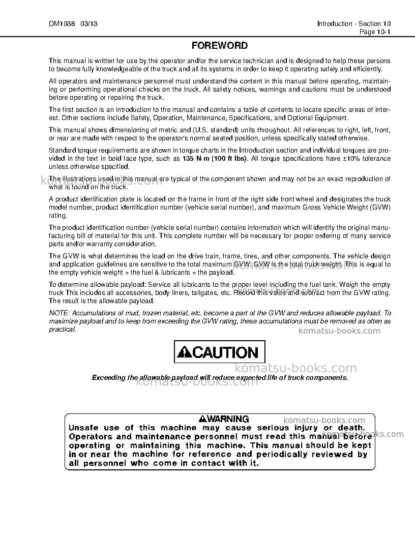 Komatsu hd1500-5usa Operation manual cover Page 5 Komatsu hd1500-5usa Operation manual cover Page 5