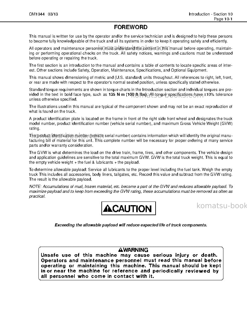 Komatsu hd1500-5usa Operation manual cover Page 5 Komatsu hd1500-5usa Operation manual cover Page 5
