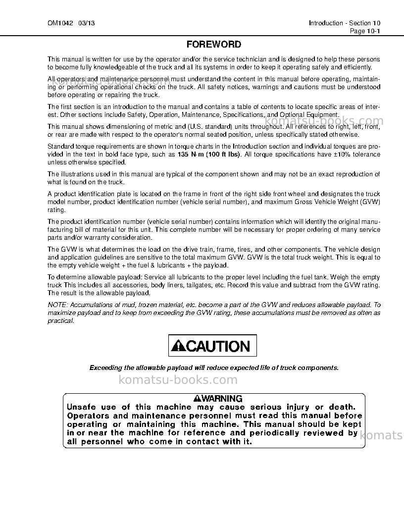 Komatsu hd1500-5usa Operation manual cover Page 5 Komatsu hd1500-5usa Operation manual cover Page 5