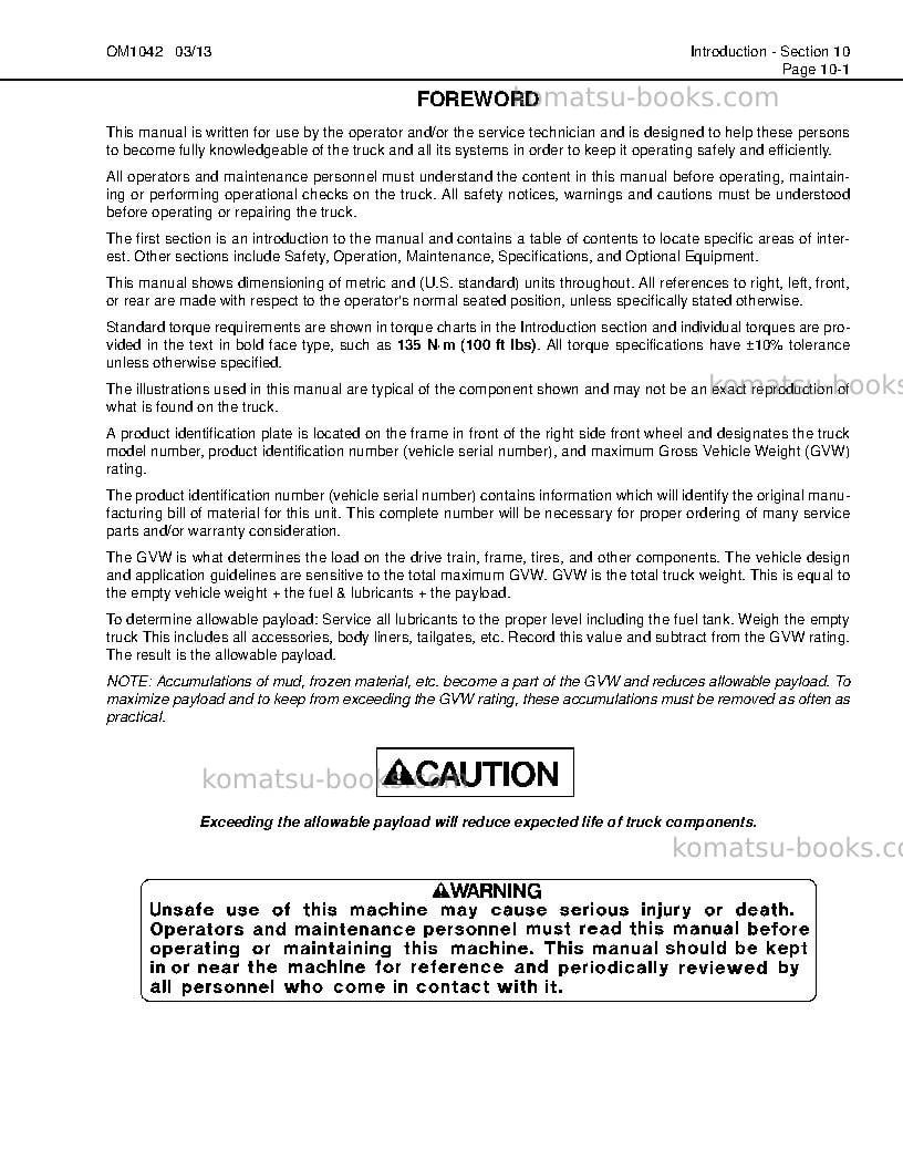 Komatsu hd1500-5usa Operation manual cover Page 5 Komatsu hd1500-5usa Operation manual cover Page 5