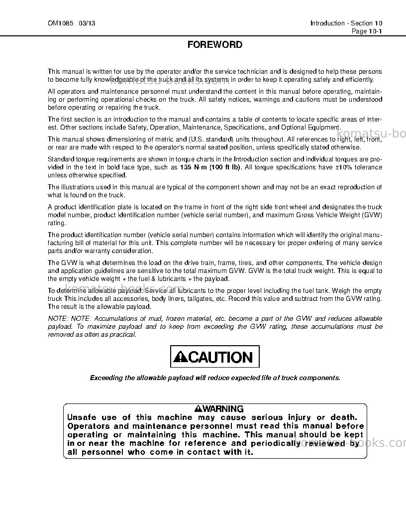 Komatsu hd1500-7usa-w/ ssa16v159 Operation manual cover Page 5