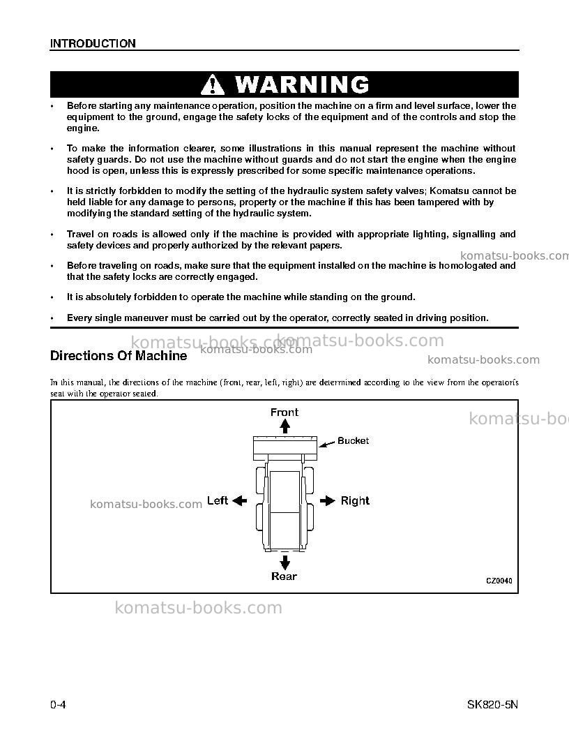 Komatsu sk820-5usa-n Operation manual cover Page 5