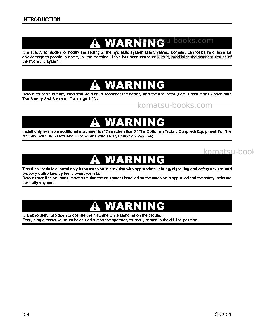 Komatsu ck30-1usa Operation manual cover Page 5 Komatsu ck30-1usa Operation manual cover Page 5