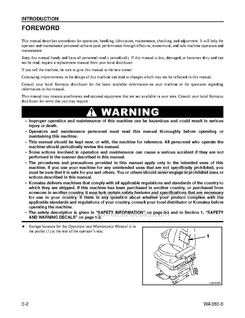 Komatsu wa380-6usa Operation manual cover Page 5