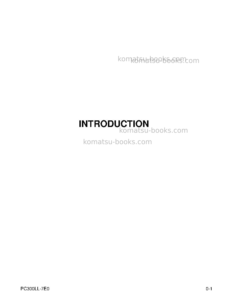 Komatsu pc300ll-7usa-tier 3 Operation manual cover Page 5 Komatsu pc300ll-7usa-tier 3 Operation manual cover Page 5