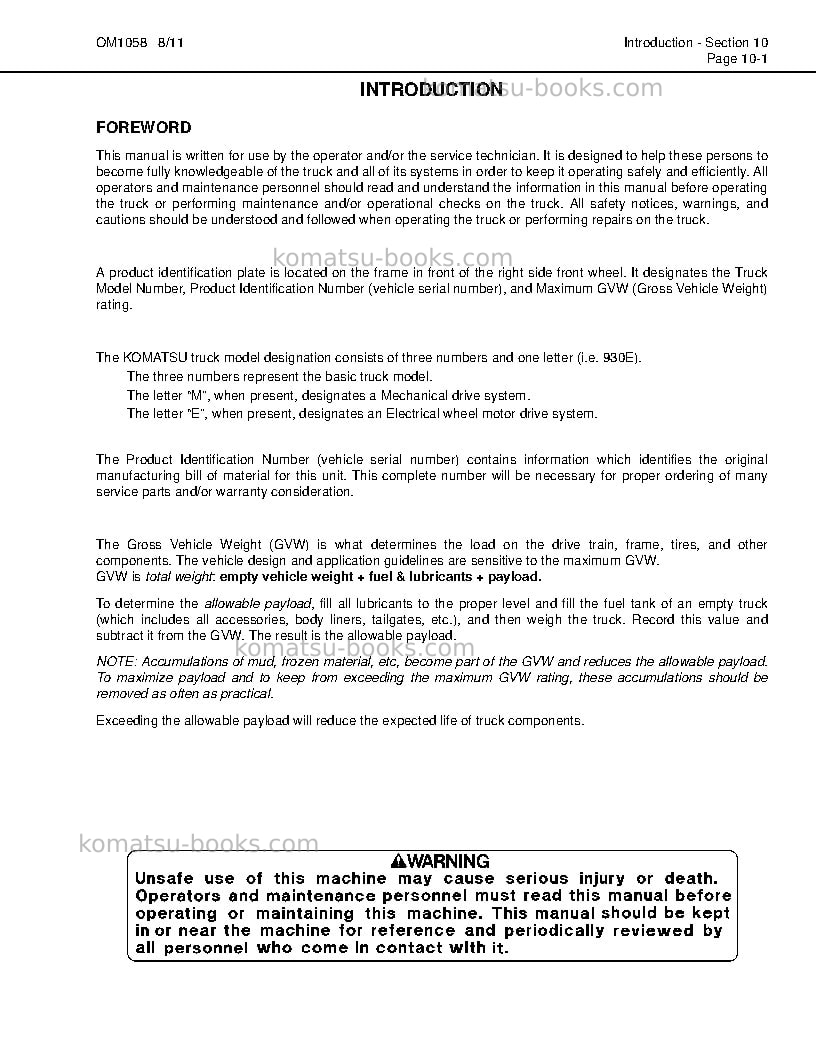Komatsu 930e-4usa Operation manual cover Page 5