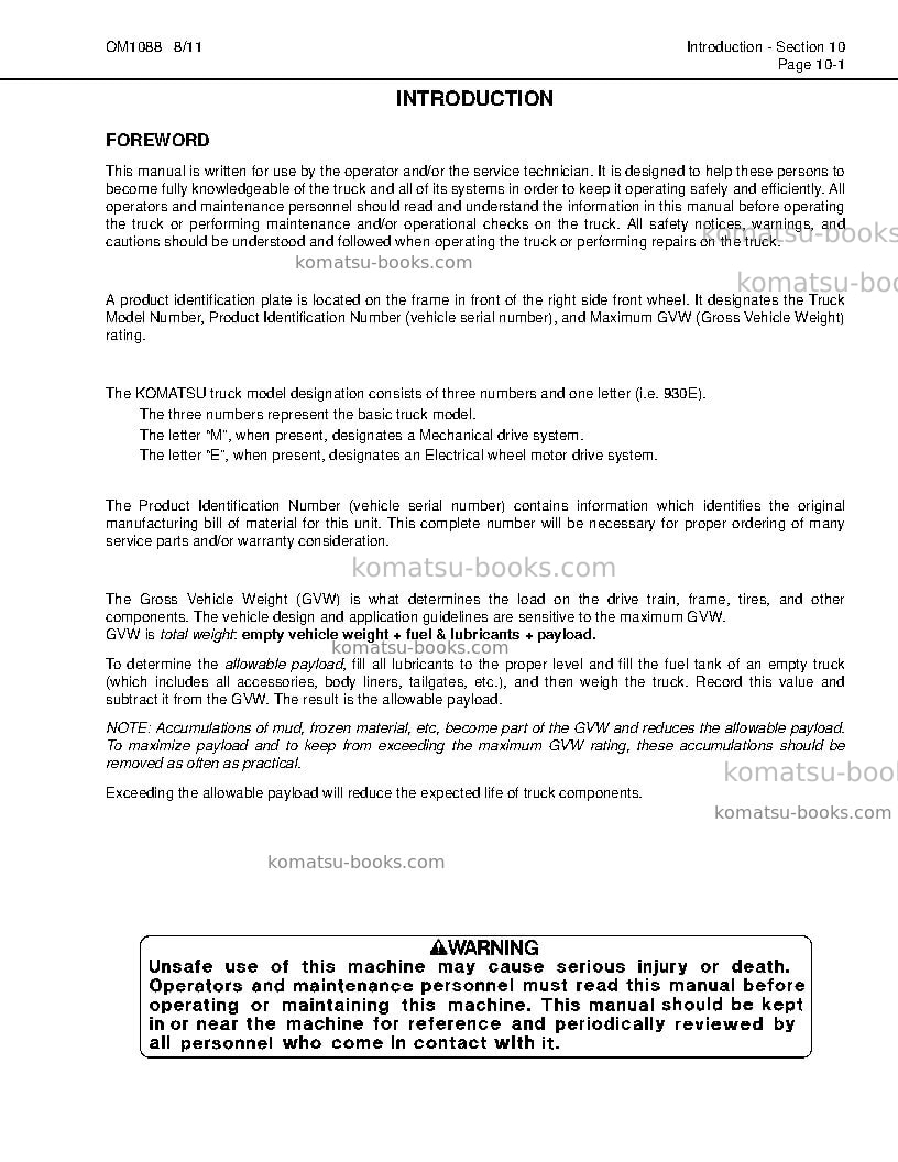 Komatsu 930e-4usa Operation manual cover Page 5 Komatsu 930e-4usa Operation manual cover Page 5