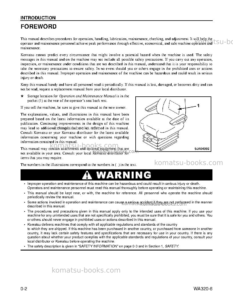 Komatsu wa320-6usa Operation manual cover Page 5