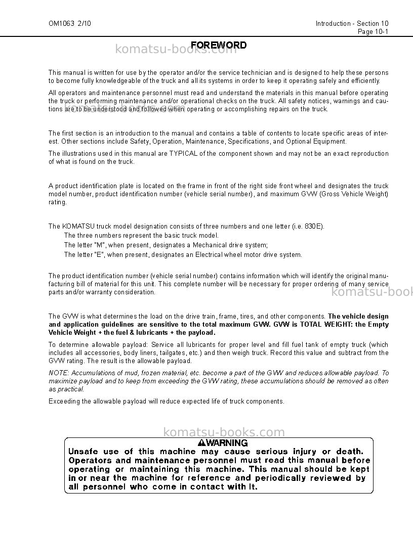Komatsu 830e-1usa-ac Operation manual cover Page 5