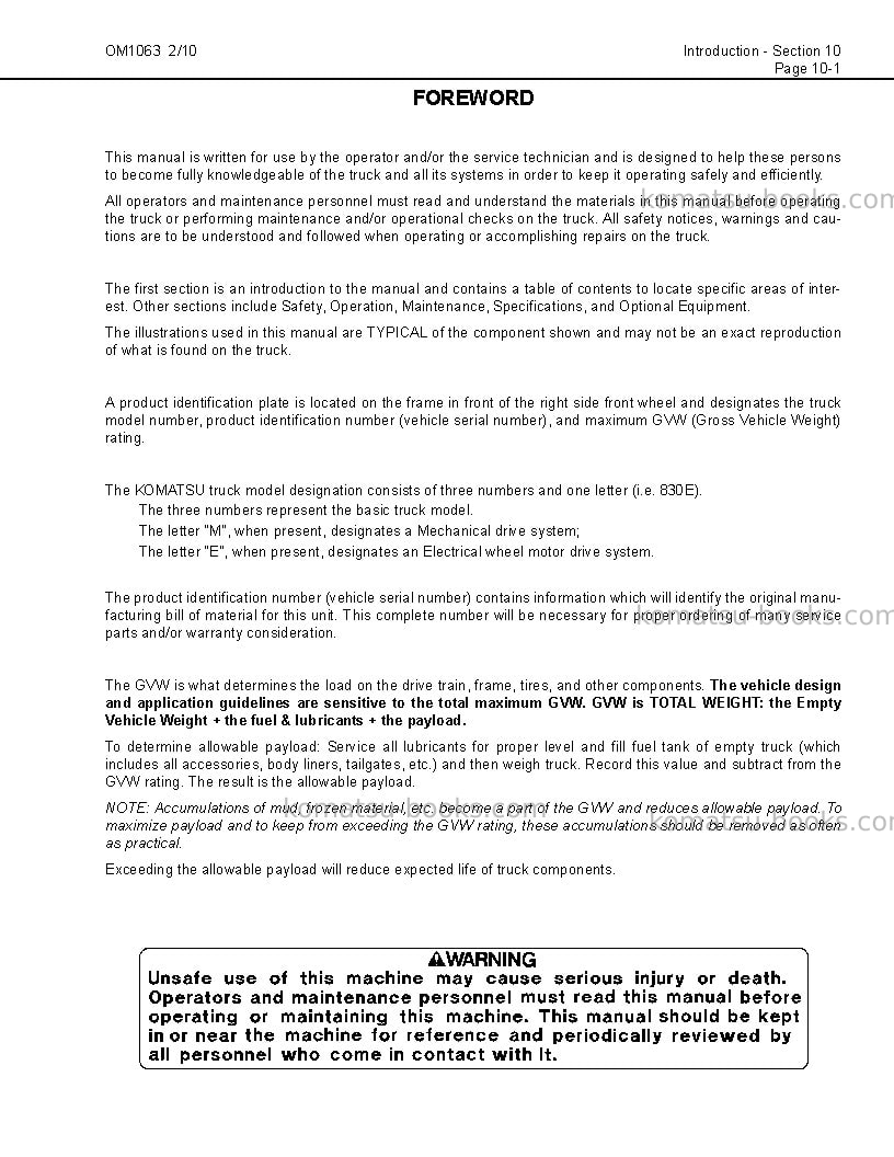 Komatsu 830e-1usa-ac Operation manual cover Page 5