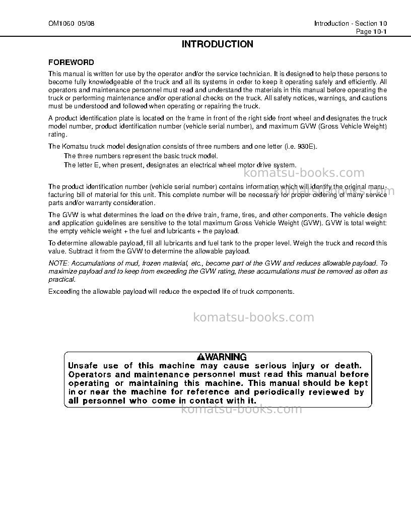 Komatsu 730eusa-with trolley Operation manual cover Page 5 Komatsu 730eusa-with trolley Operation manual cover Page 5