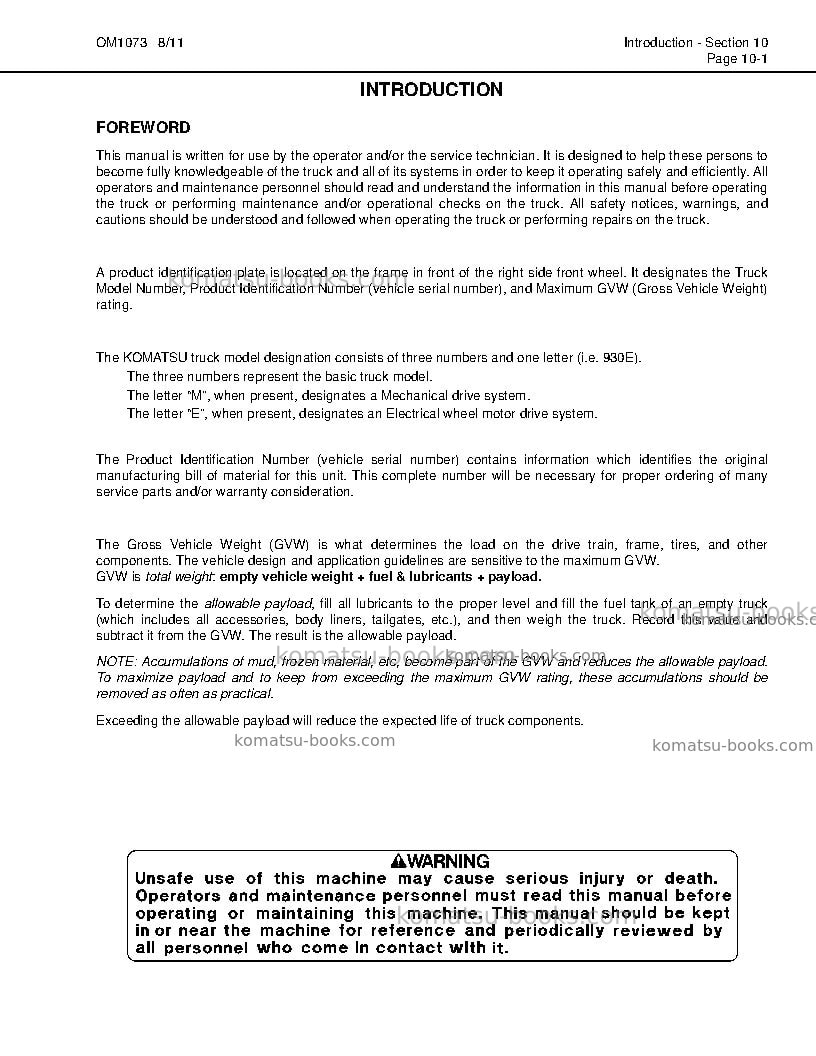 Komatsu 930e-4usa Operation manual cover Page 5