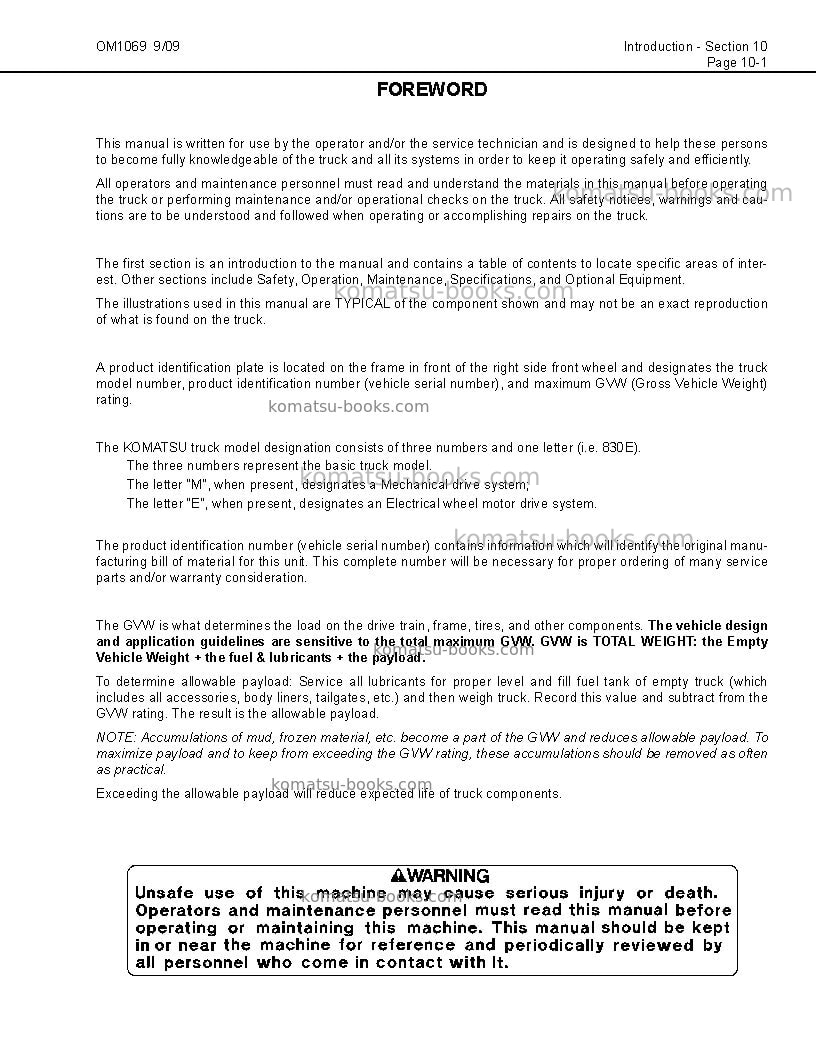 Komatsu 830e-1usa-ac Operation manual cover Page 5 Komatsu 830e-1usa-ac Operation manual cover Page 5