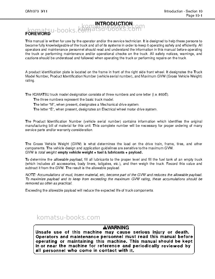 Komatsu 860e-1usa-kt Operation manual cover Page 5