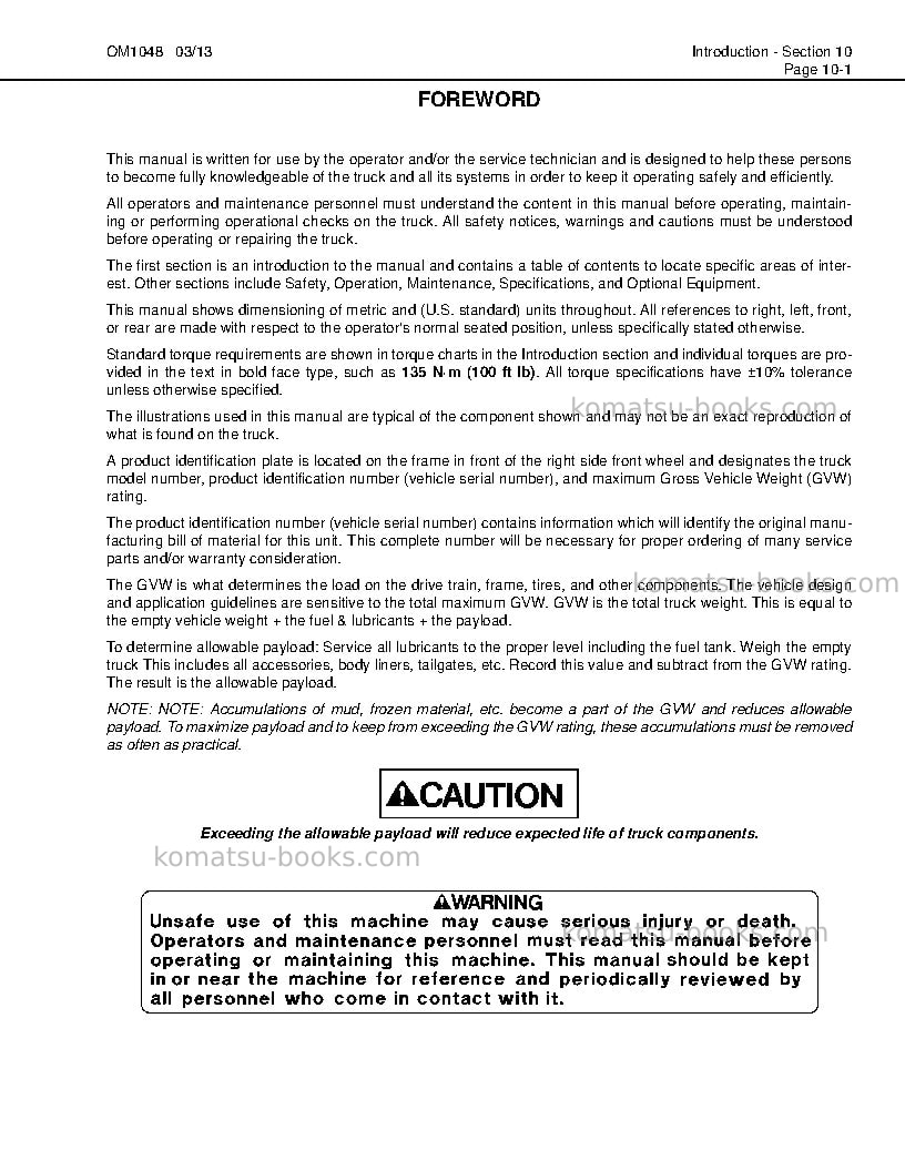 Komatsu hd1500-7usa-w/ sda12v160 Operation manual cover Page 5