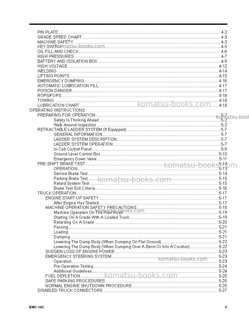 Komatsu 830e-1usa-ac Operation manual cover Page 5
