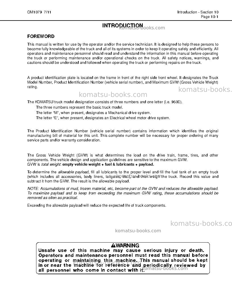 Komatsu 960e-1usa Operation manual cover Page 5