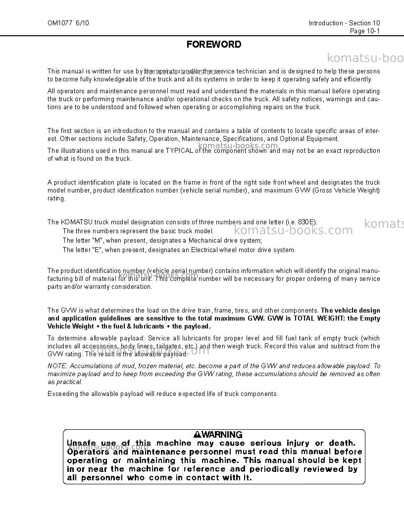 Komatsu 830e-1usa-ac Operation manual cover Page 5