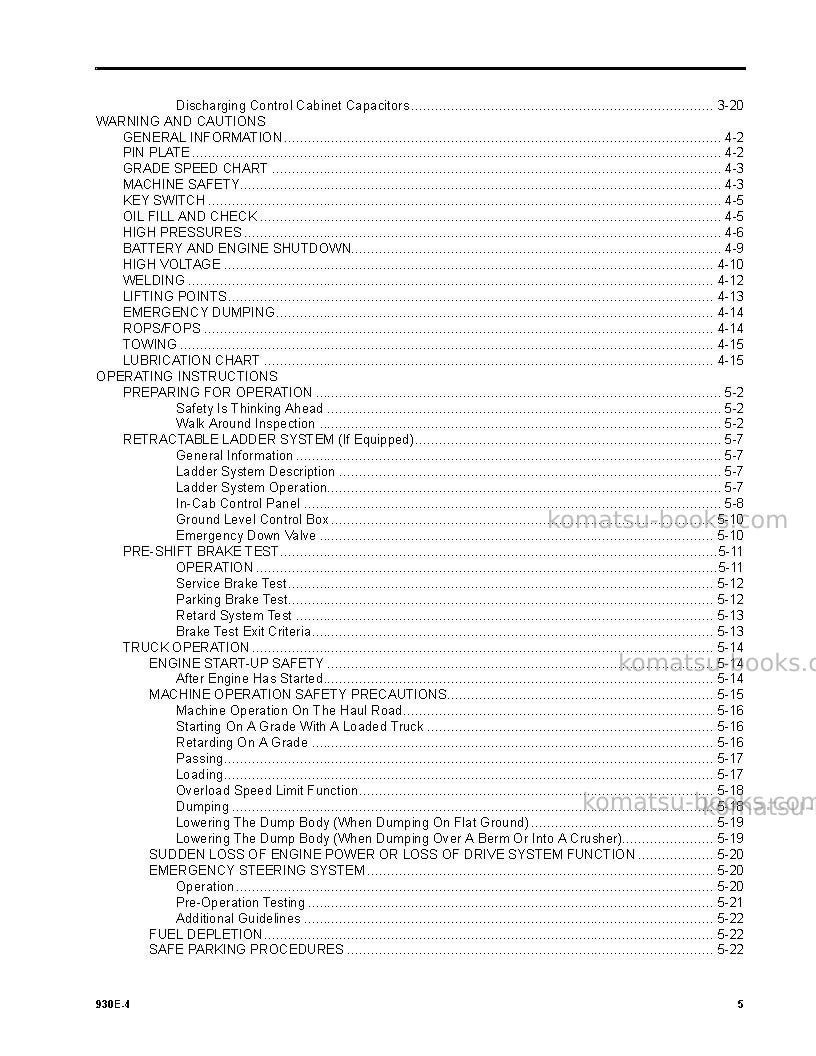 Komatsu 930e-4usa Operation manual cover Page 5 Komatsu 930e-4usa Operation manual cover Page 5
