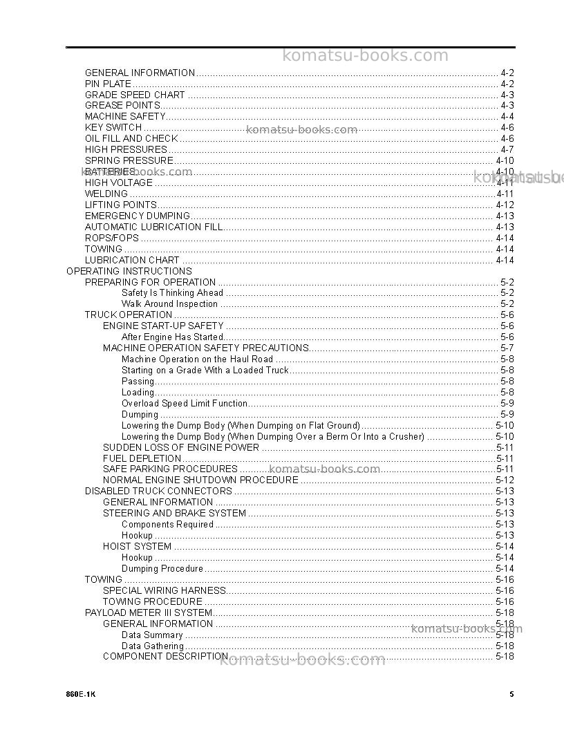 Komatsu 860e-1usa-k Operation manual cover Page 5