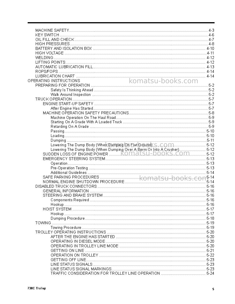Komatsu 730eusa-with trolley Operation manual cover Page 5