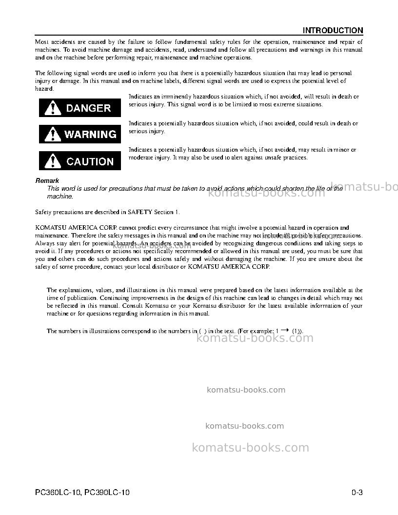 Komatsu pc360lc-10usa Operation manual cover Page 5 Komatsu pc360lc-10usa Operation manual cover Page 5